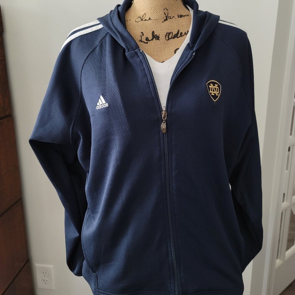 Ladies Adidas Blue Notre Dame Hooded Retro Track Jacket I think this is a Large